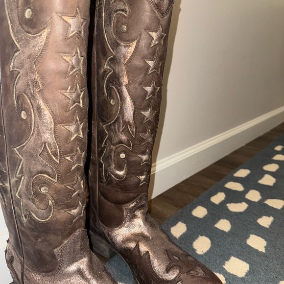 Brand New OOB Rare Sheryl Crow Sassy Brown Leather Metallic Western Cowgirl Boot - Picture 8 of 8
